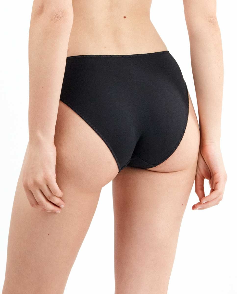Braguita midi lisa con algodón orgánico - Gisela - Negro Negro-3