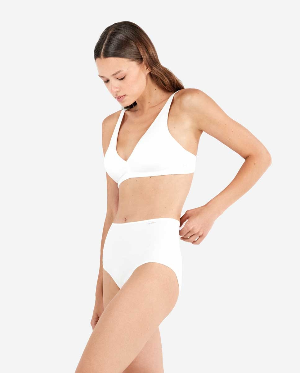 Braguita alta lisa con algodón orgánico - Gisela - Blanco Blanco-2