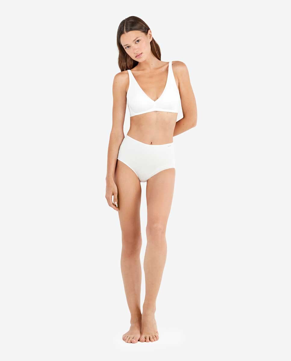Braguita alta lisa con algodón orgánico - Gisela - Blanco Blanco-4