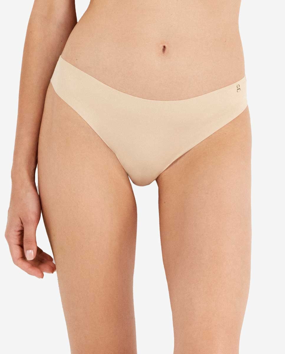 Braguita brasileña cortada a láser en encaje y microfibra - Gisela - Beige Beige-1