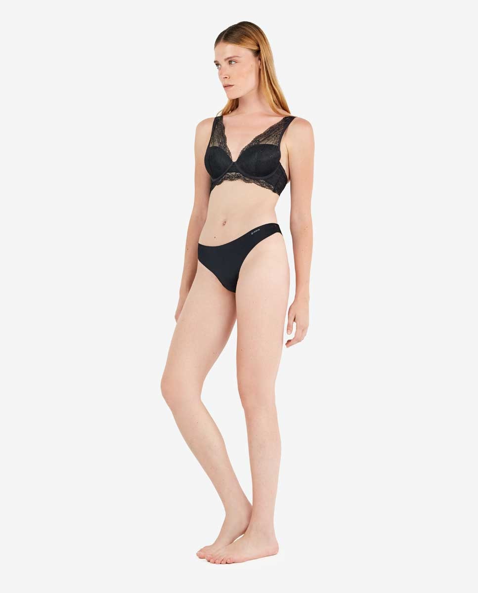 Braguita brasileña cortada a láser en encaje y microfibra - Gisela - Gris oscuro Gris oscuro-4