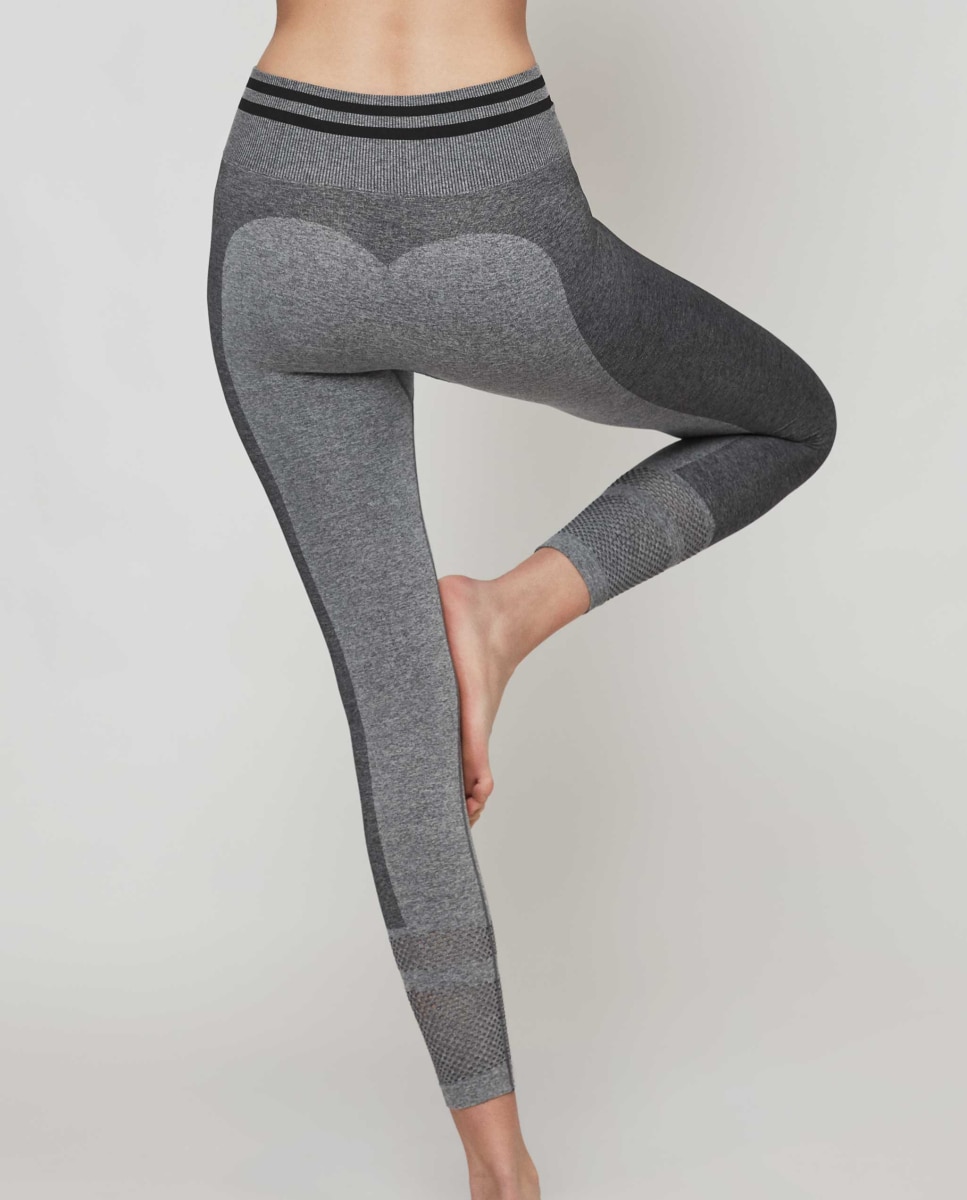 Legging deportivo de mujer liso sin costuras - Gisela - Gris Gris-5