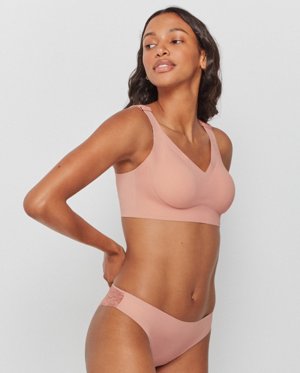 Sujetador de mujer sin aro y con foam extraíble - Gisela - Rosa claro Rosa claro-2