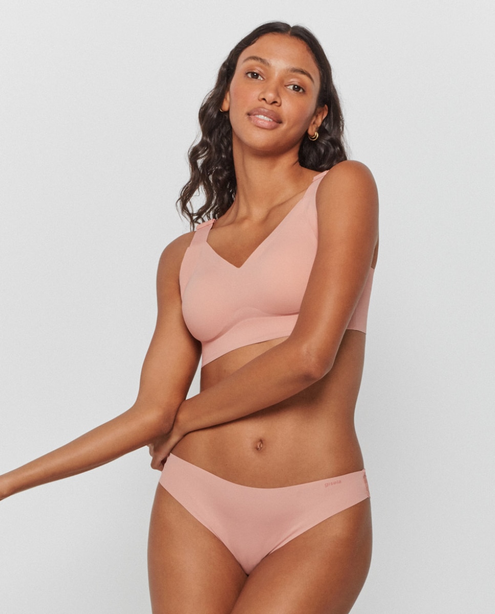Sujetador de mujer sin aro y con foam extraíble - Gisela - Rosa claro Rosa claro-3