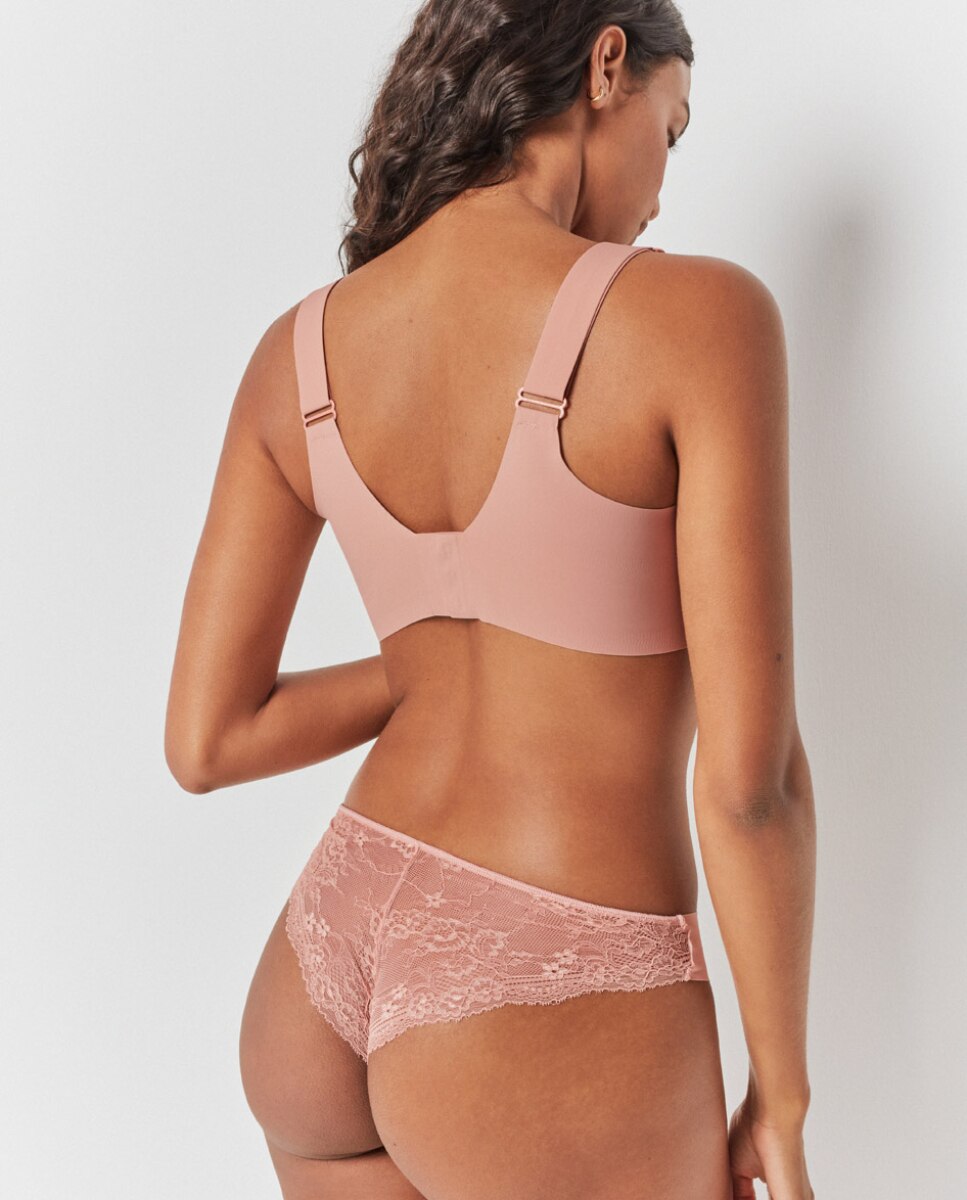 Sujetador de mujer sin aro y con foam extraíble - Gisela - Rosa claro Rosa claro-4