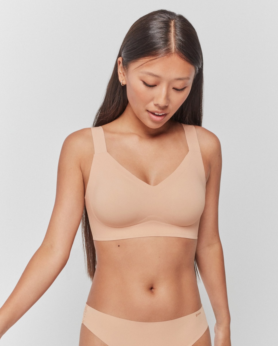 Sujetador de mujer sin aro y con foam extraíble - Gisela - Natural Natural-1