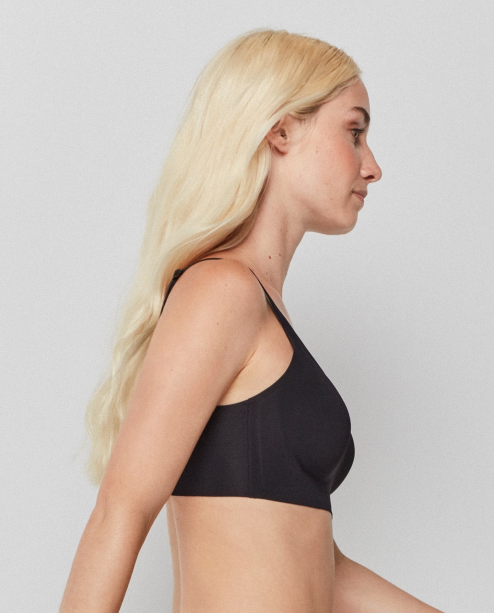 Sujetador de mujer sin aro y con foam extraíble - Gisela - Negro Negro-2