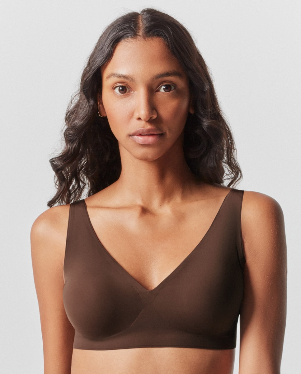 Sujetador de mujer push up extraíble y sin aro - Gisela - Marrón oscuro Marrón oscuro-1