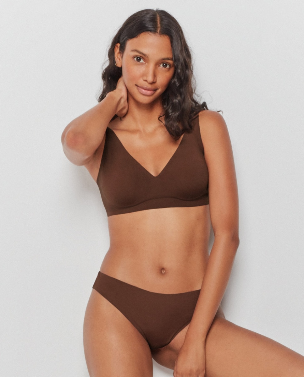 Sujetador de mujer push up extraíble y sin aro - Gisela - Marrón oscuro Marrón oscuro-2