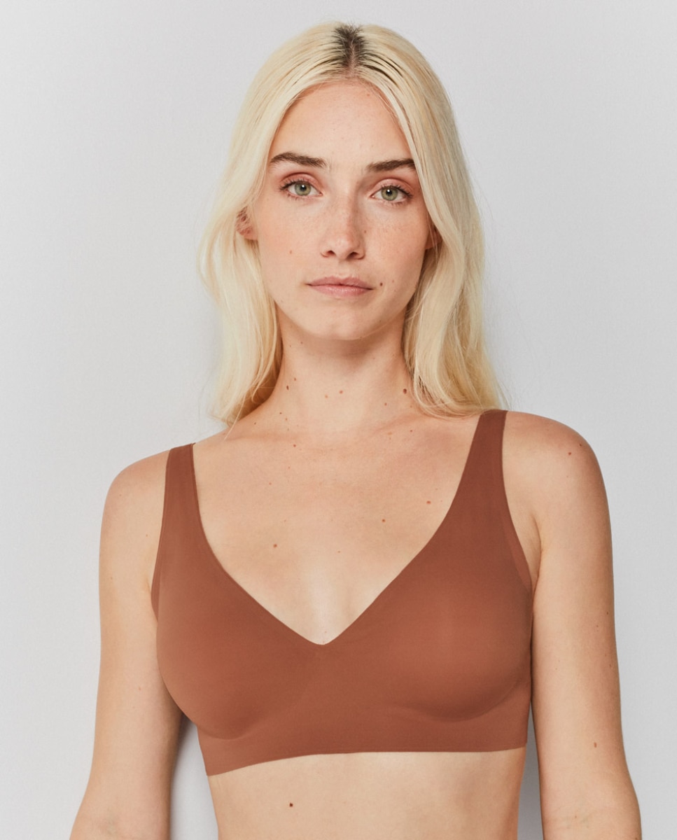 Sujetador de mujer push up extraíble y sin aro - Gisela - Marrón claro Marrón claro-1