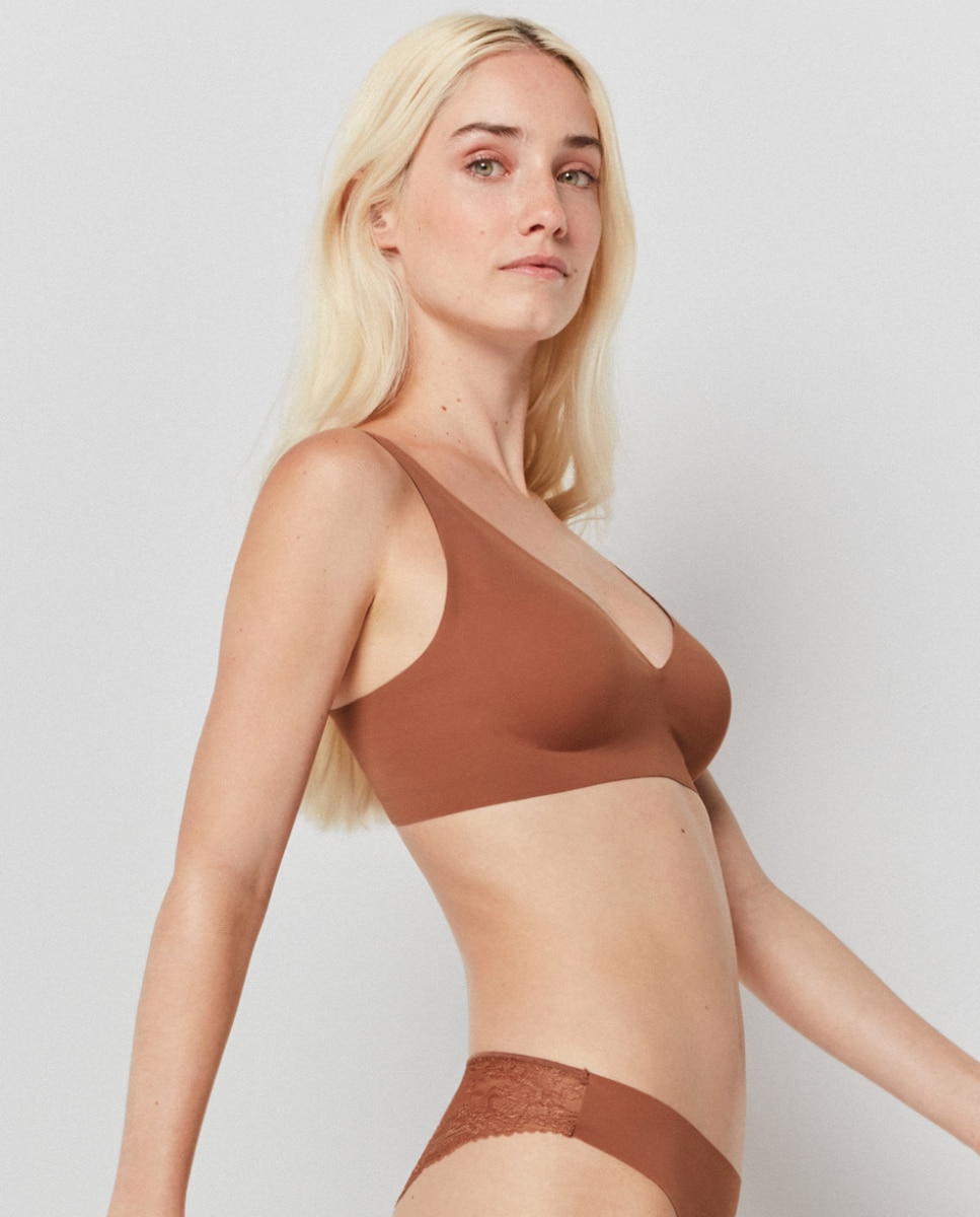 Sujetador de mujer push up extraíble y sin aro - Gisela - Marrón claro Marrón claro-2