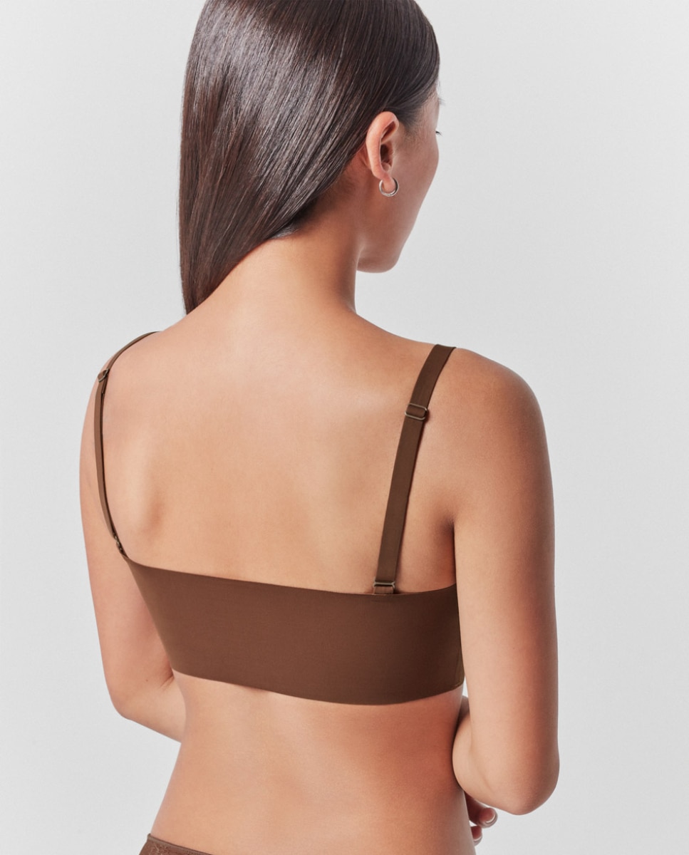Sujetador de mujer tipo top con foam extraíble y sin aro - Gisela - Marrón oscuro Marrón oscuro-4