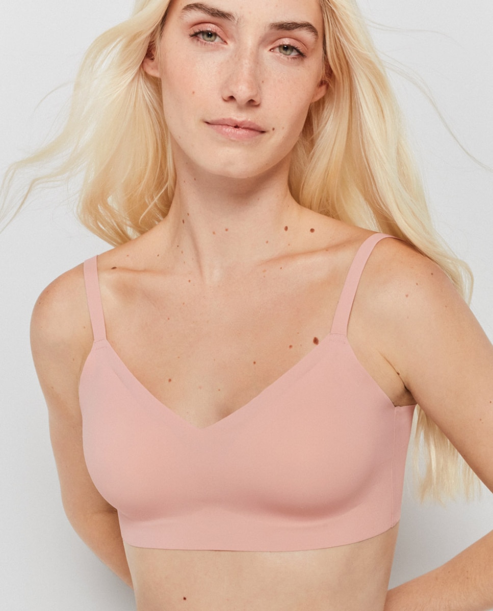 Sujetador de mujer tipo top con foam extraíble y sin aro - Gisela - Rosa claro Rosa claro-1