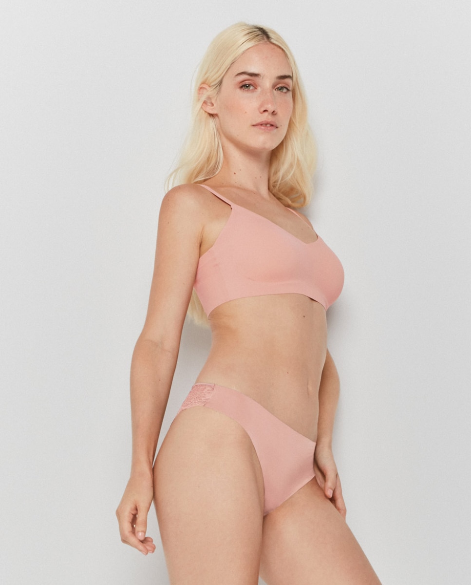 Sujetador de mujer tipo top con foam extraíble y sin aro - Gisela - Rosa claro Rosa claro-2