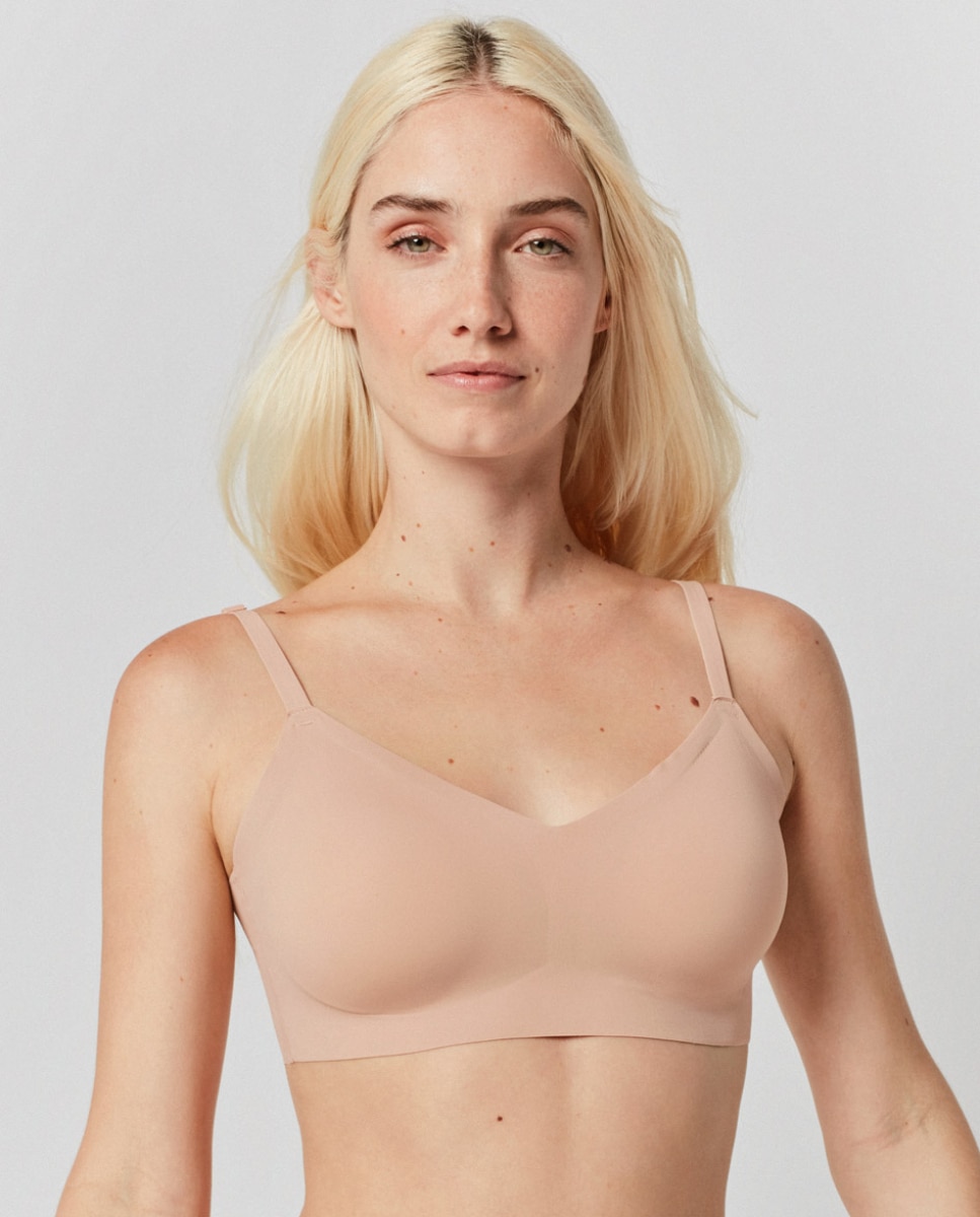 Sujetador de mujer tipo top con foam extraíble y sin aro - Gisela - Natural Natural-1