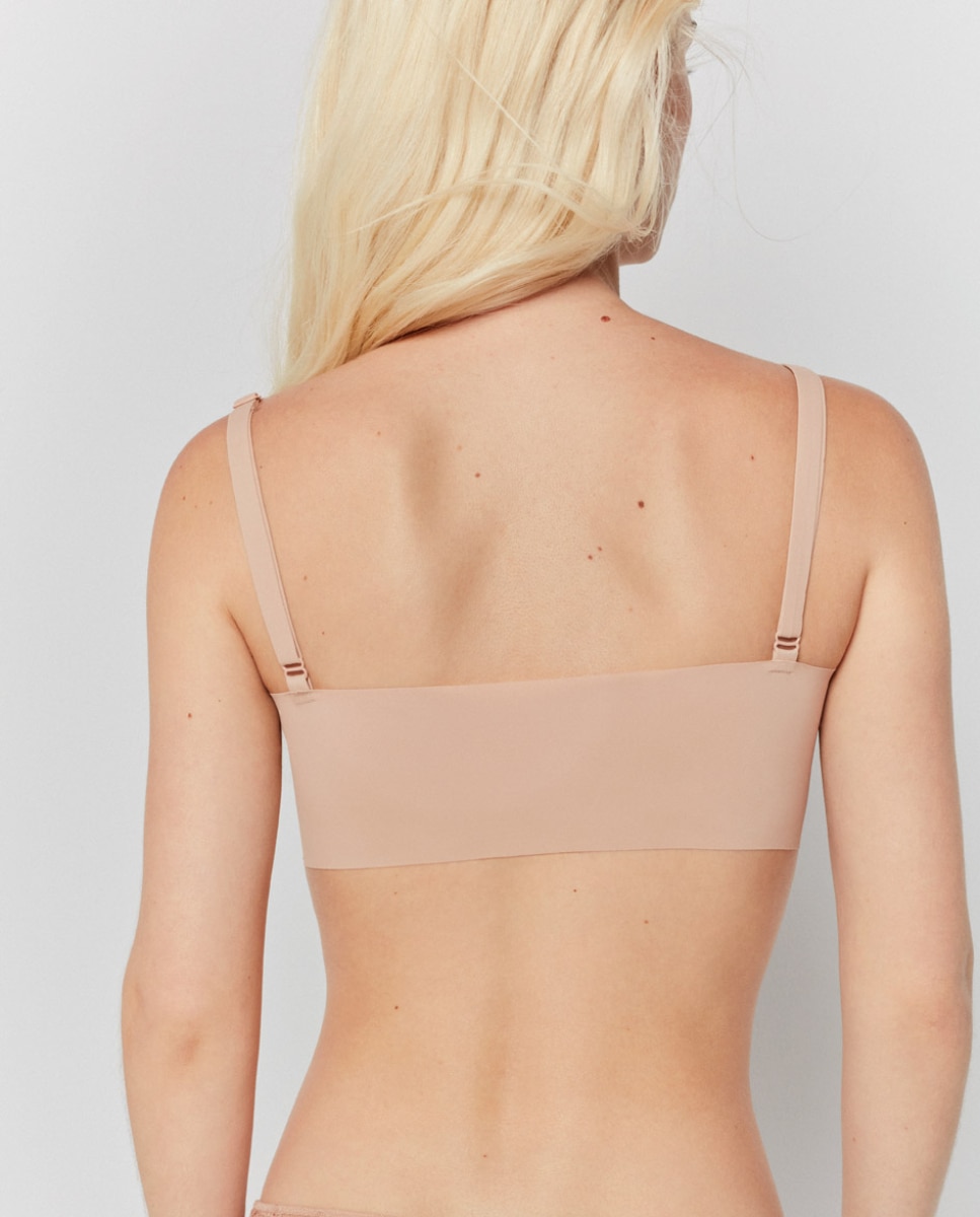 Sujetador de mujer tipo top con foam extraíble y sin aro - Gisela - Natural Natural-3