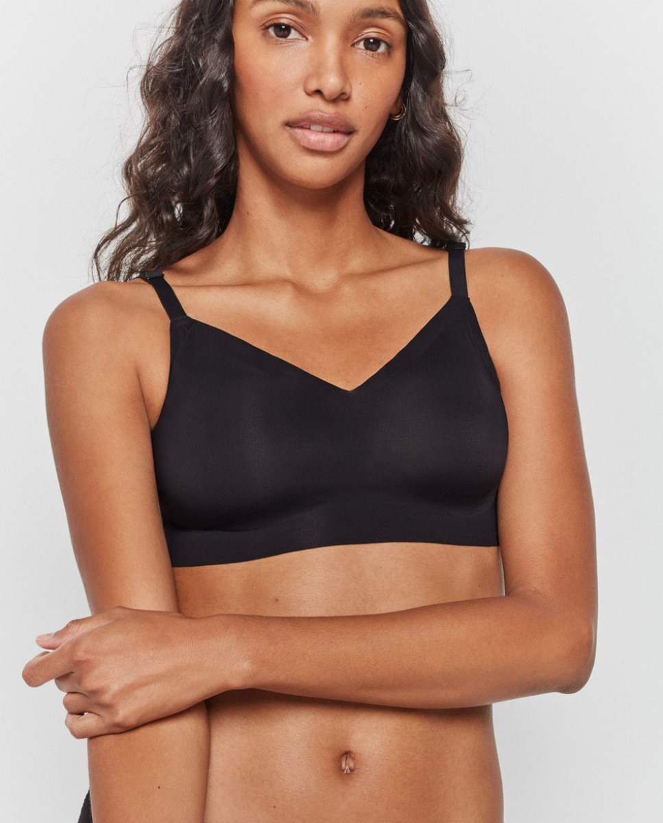 Sujetador de mujer tipo top con foam extraíble y sin aro - Gisela - Negro Negro-1