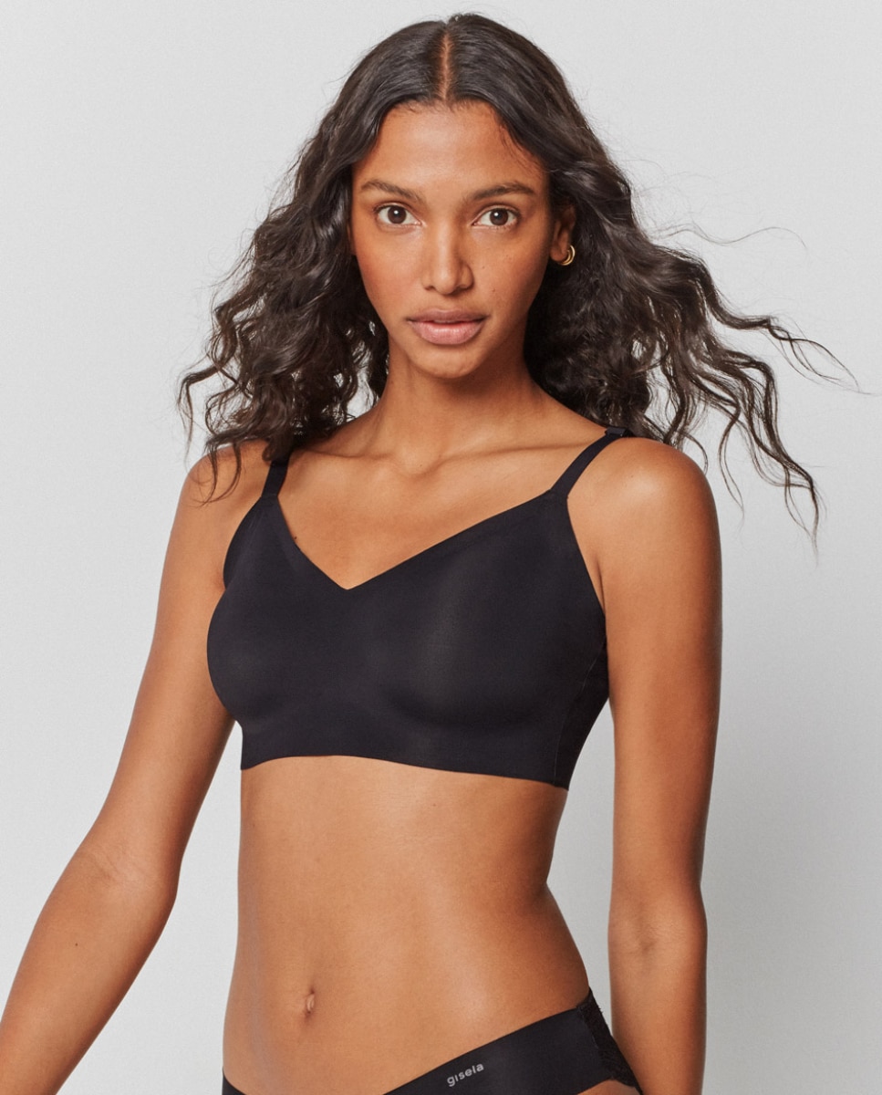 Sujetador de mujer tipo top con foam extraíble y sin aro - Gisela - Negro Negro-2