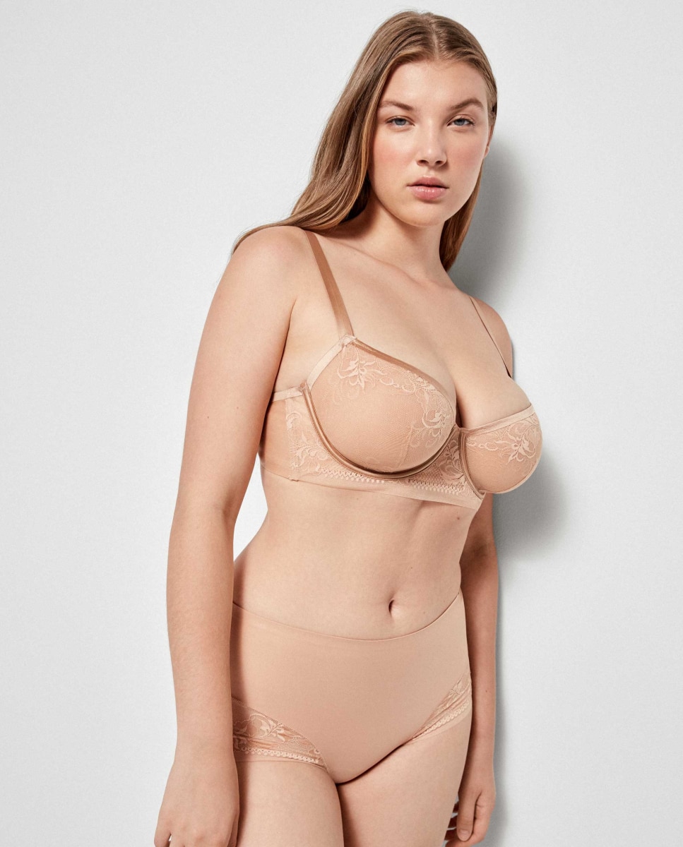 Sujetador de mujer gran sujeción con aro y copas de foam ultraligero - Gisela - Beige Beige-3
