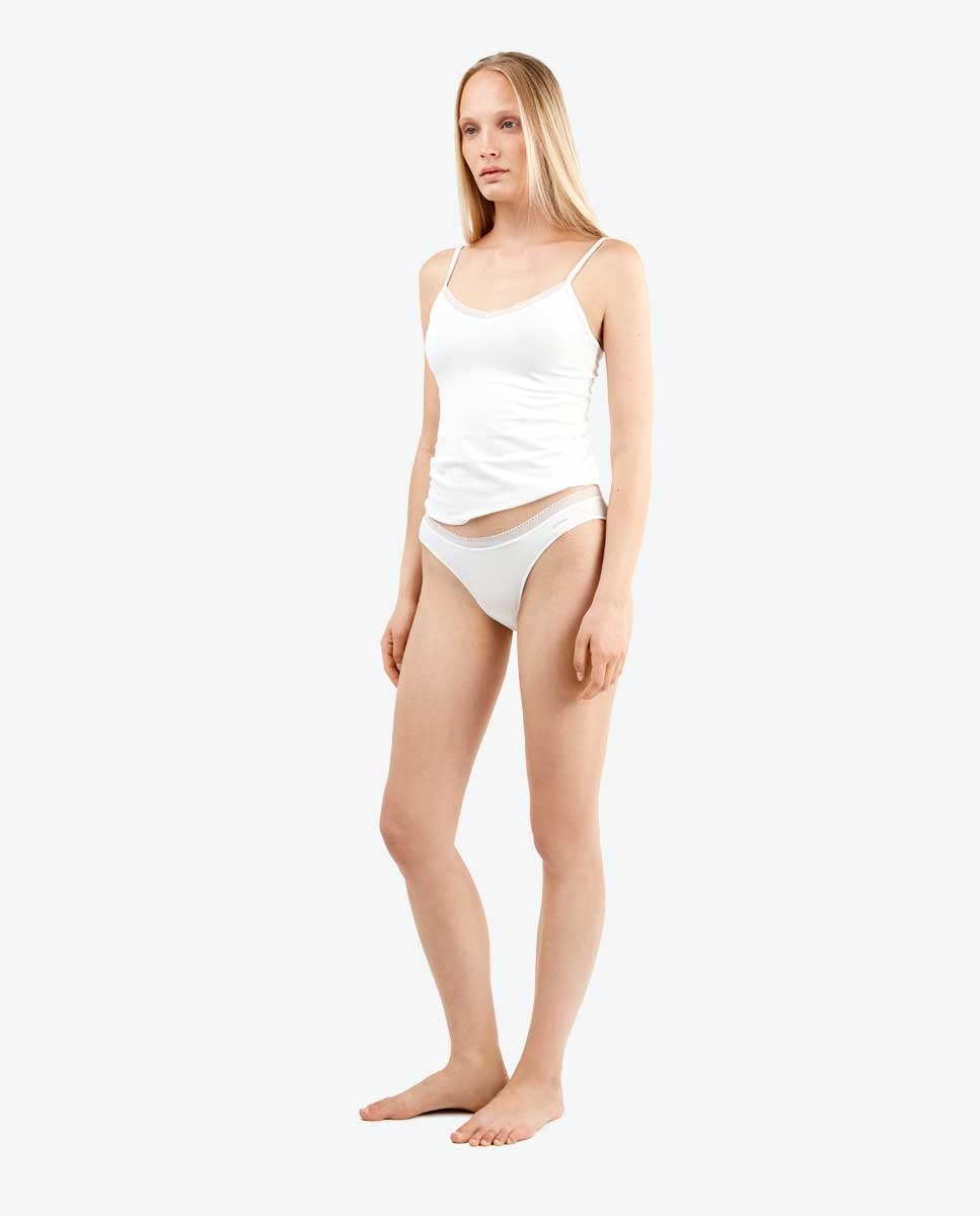 Camiseta interior de mujer de tirantes en tejido Eko Modal Lenzing - Gisela - Blanco Blanco-4
