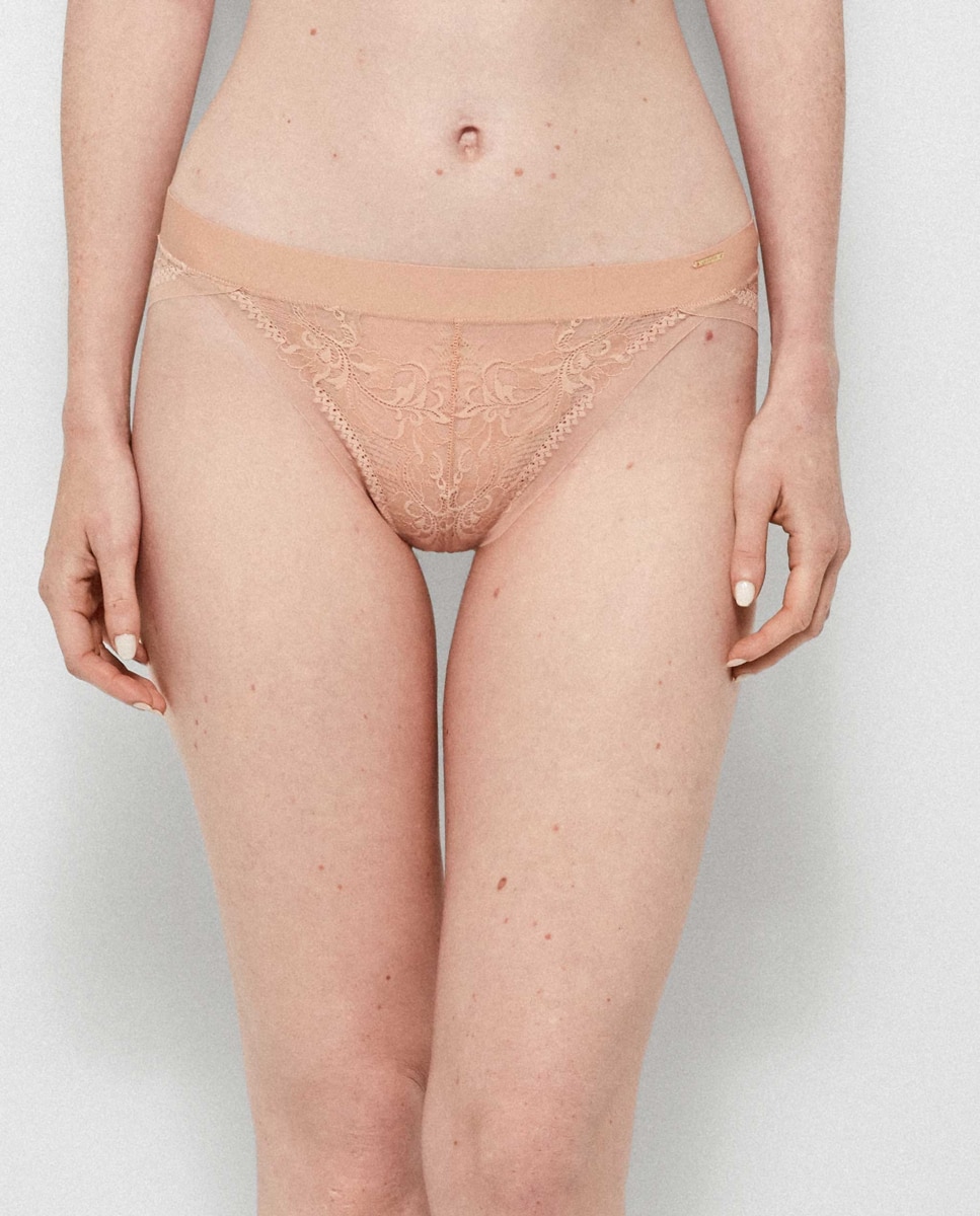 Braguita con acabados sin costuras con encaje extraplano - Gisela - Natural Natural-1