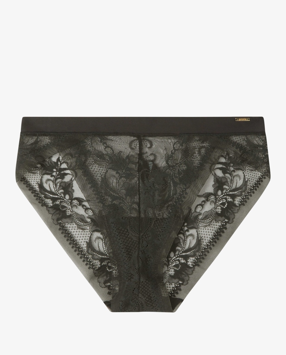 Braguita con acabados sin costuras con encaje extraplano - Gisela - Negro Negro-4