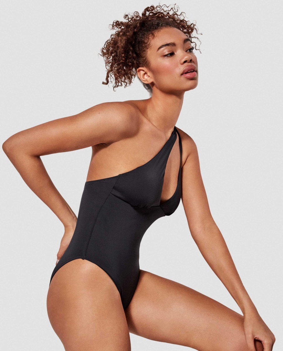Bañador de mujer sin aro y foam extraíble - Gisela - Negro Negro-4