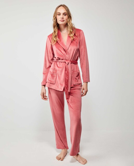 Imagen 0 de Conjunto de bata corta de mujer y pantalón largo micro polar