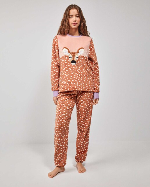 Imagen 0 de Pijama de mujer largo con estampado animal print