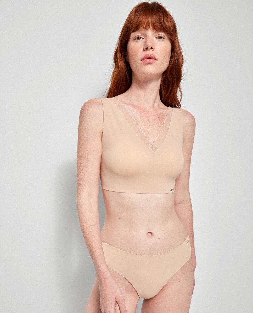Sujetador de mujer sin aro y con foam acabados termofusionados - Gisela - Natural Natural-2