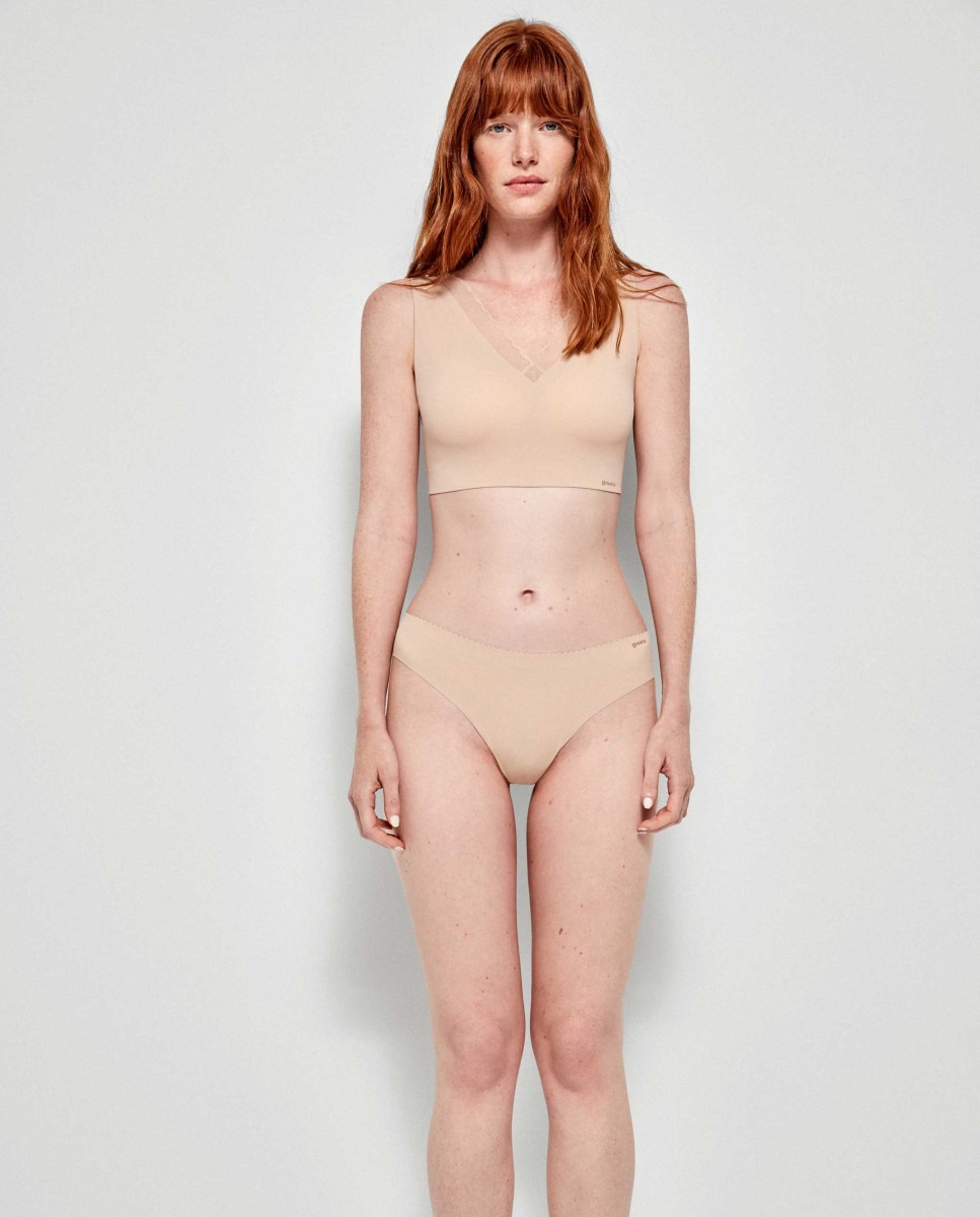 Sujetador de mujer sin aro y con foam acabados termofusionados - Gisela - Natural Natural-5