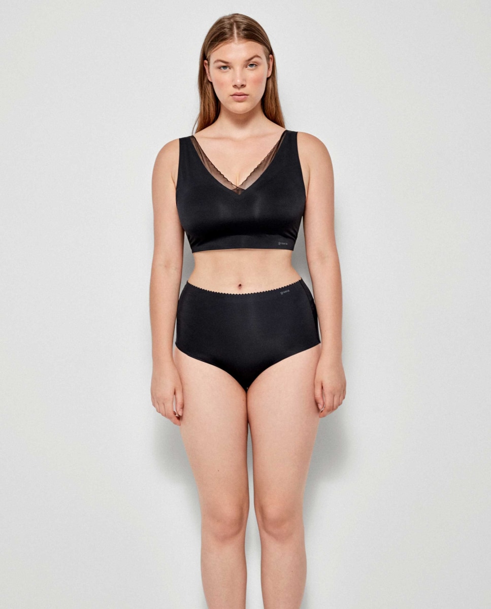 Sujetador de mujer sin aro y con foam acabados termofusionados - Gisela - Negro Negro-5