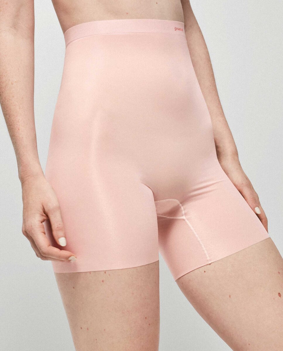 Faja reductora de mujer con acabados termofusionados y corte láser - Gisela - Rosa claro Rosa claro-2