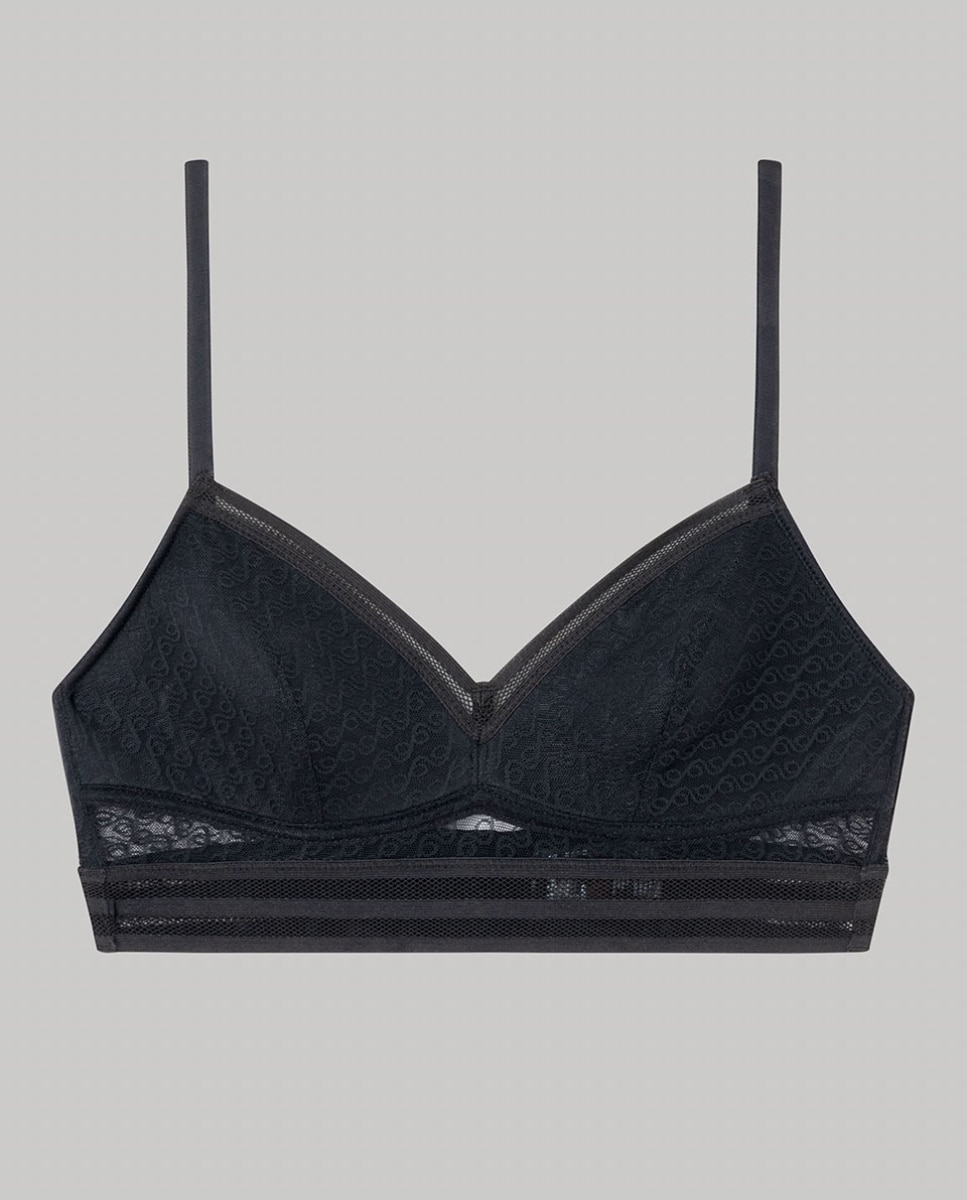Sujetador de mujer sin aro y con foam, de espalda baja y en tejido de encaje Negro Gisela Negro-6
