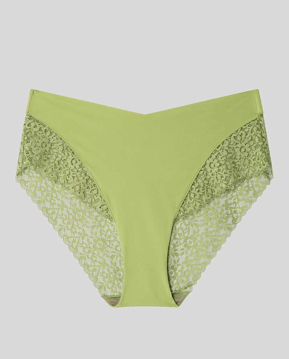 Braguita alta en tejido de encaje con acabados sin costuras - Gisela - Verde Oliva Verde Oliva-6