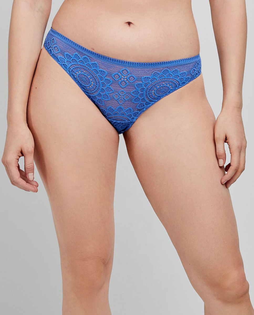 Braguita clásica en tejido de encaje - Gisela - Azul Azul-1