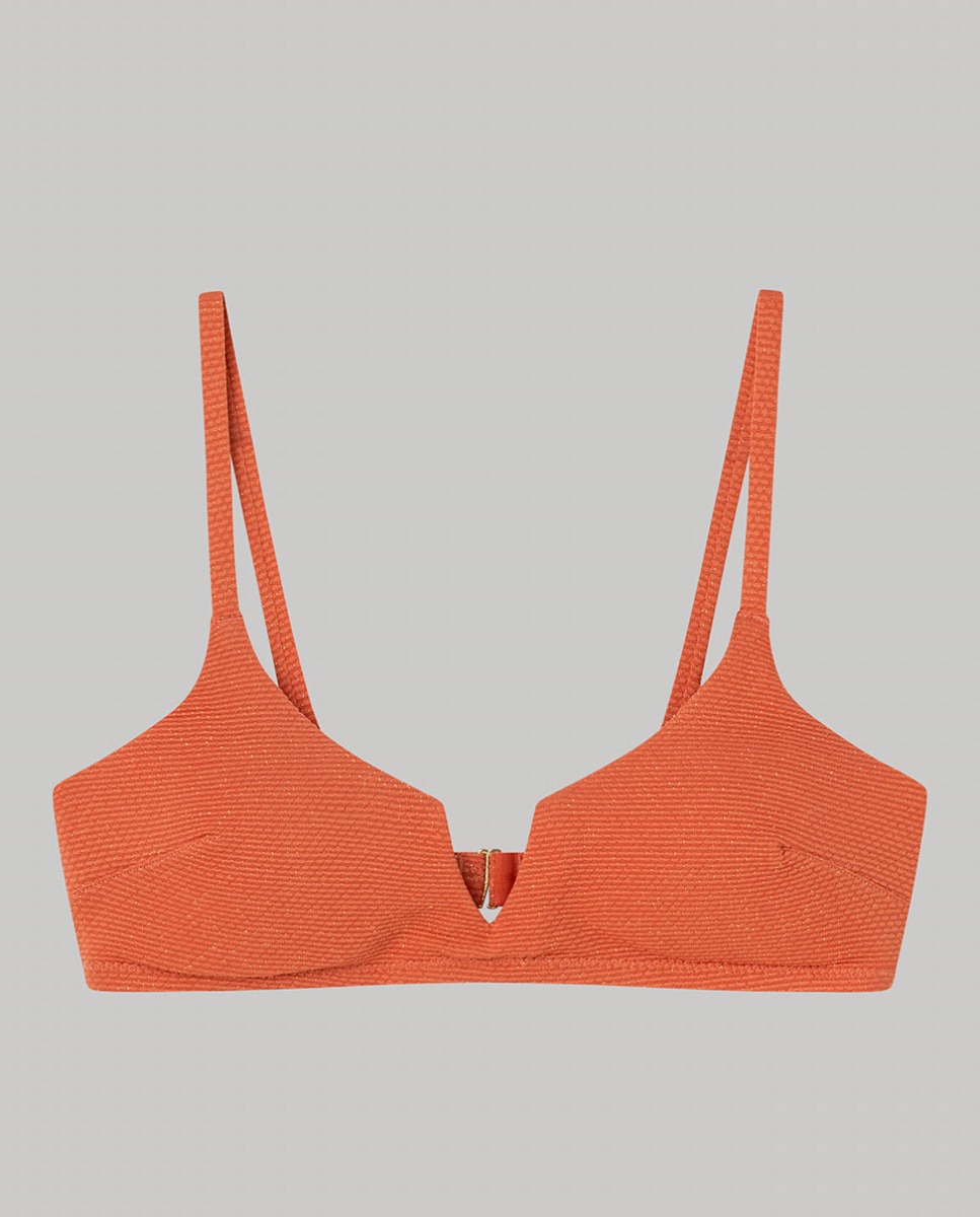 Top bikini sin aro y con foam extraíble - Gisela - Naranja fuerte Naranja fuerte-5