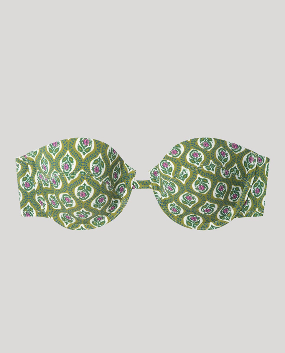 Top bikini bandeau con aro y foam - Gisela - Verde Verde-5