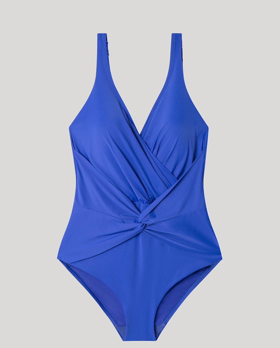 Bañador plus size y efecto control sin aro - Gisela - Azul Azul-5