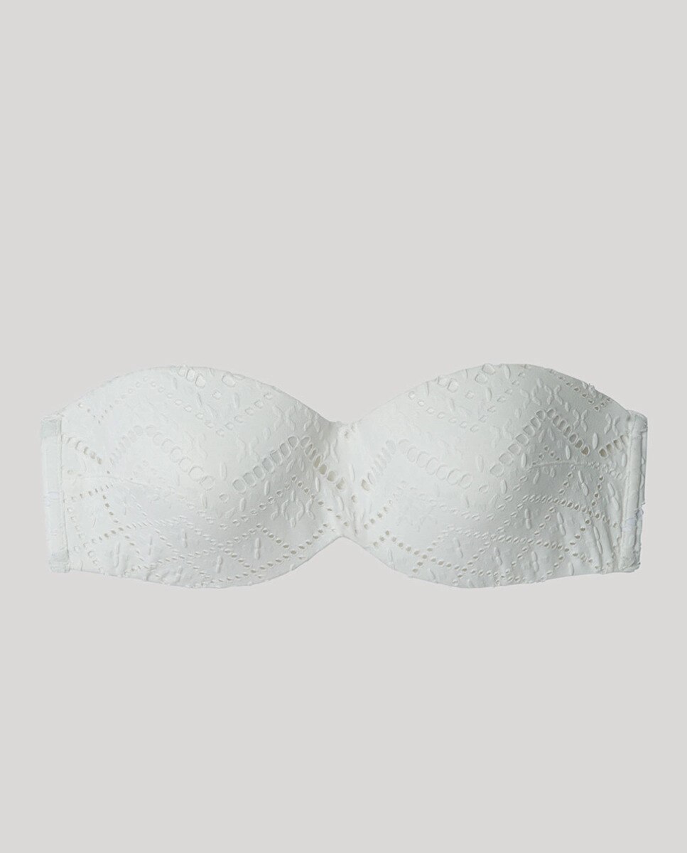 Top bikini bandeau con aro de silicona - Gisela - Blanco Blanco-6