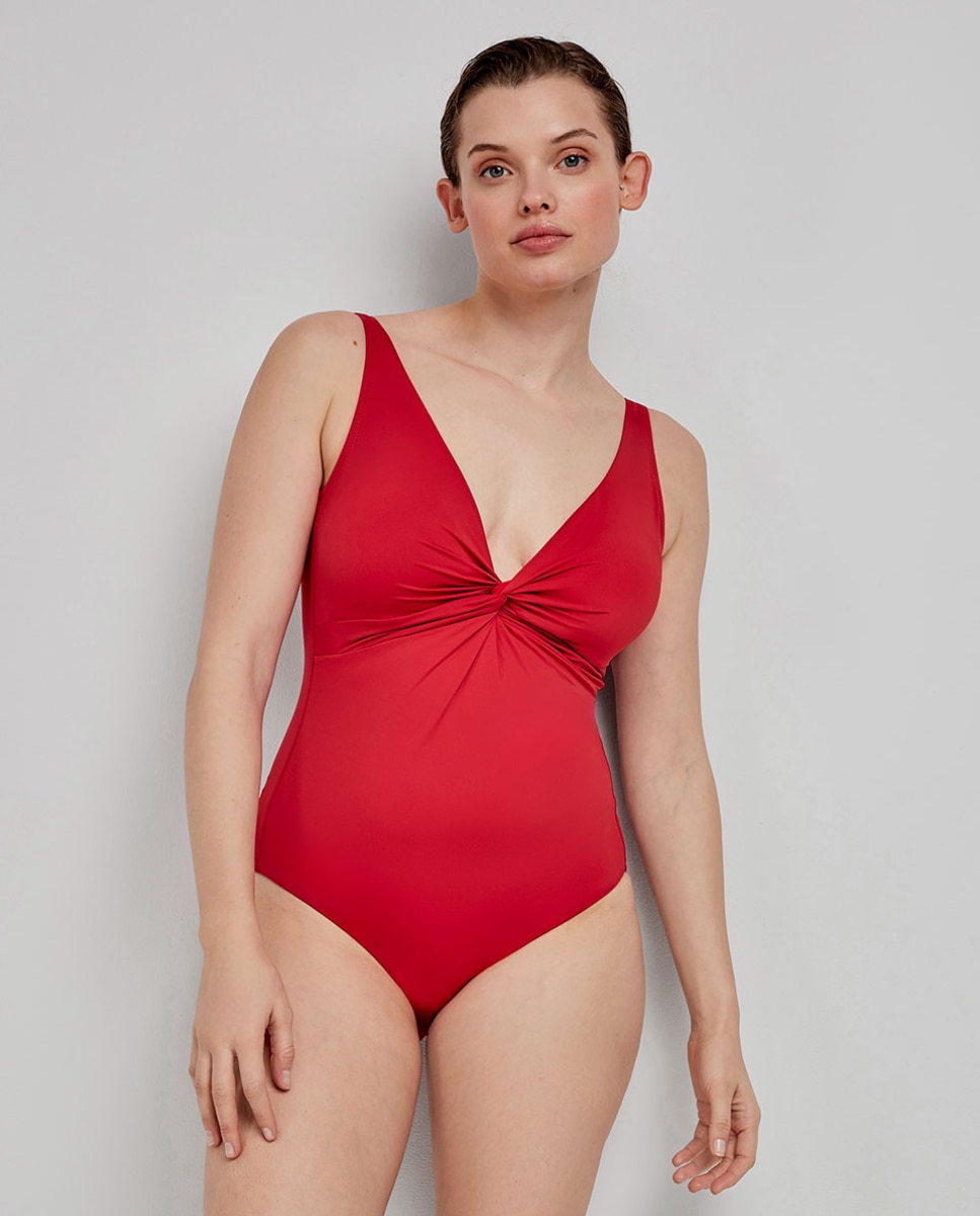 Bañador plus size y efecto control sin aro - Gisela - Rojo Rojo-2