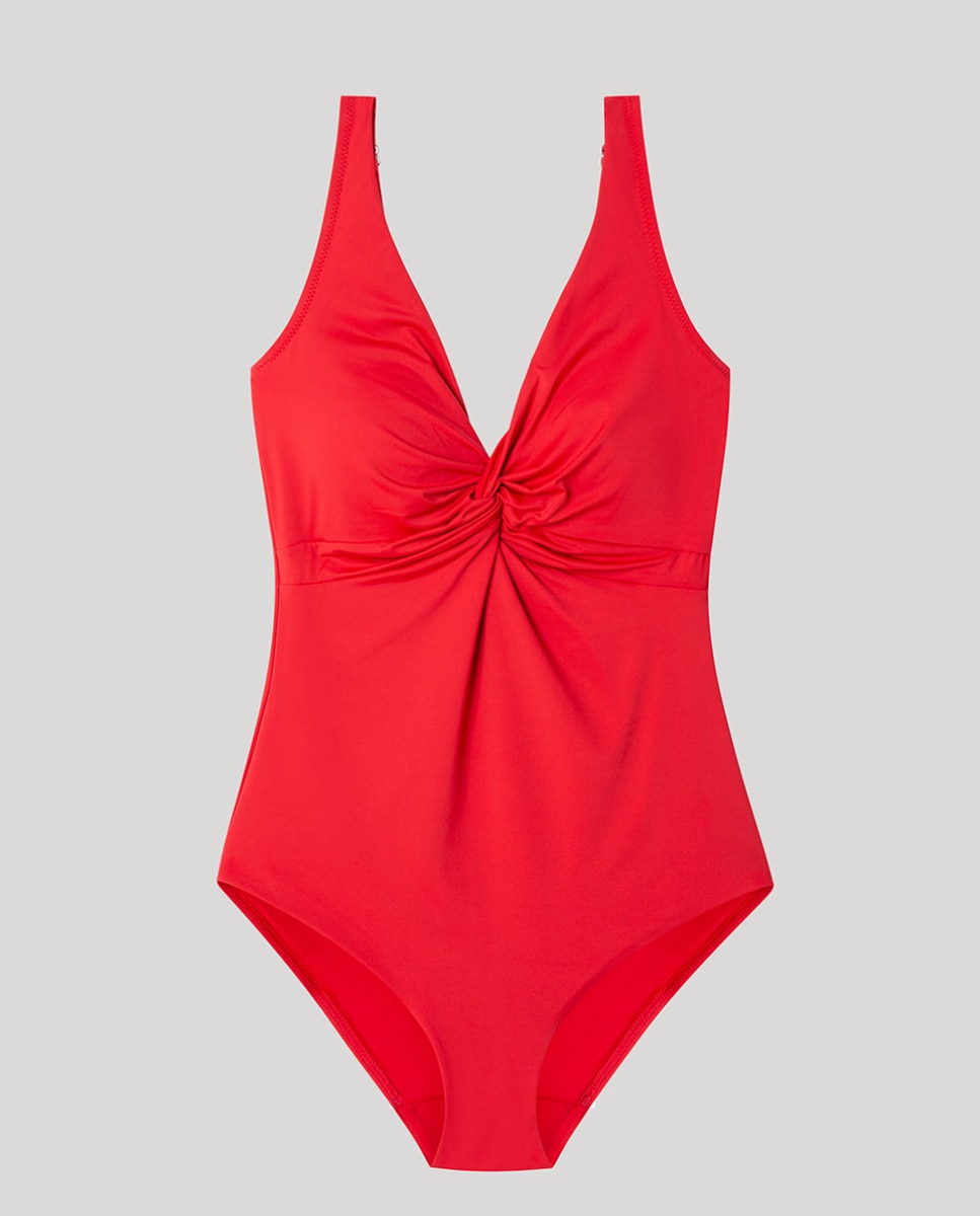 Bañador plus size y efecto control sin aro - Gisela - Rojo Rojo-5