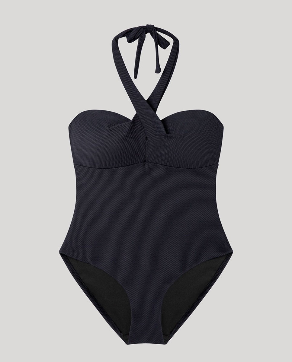 Braguita bikini midi tejido estampado - Gisela - Negro Negro-1