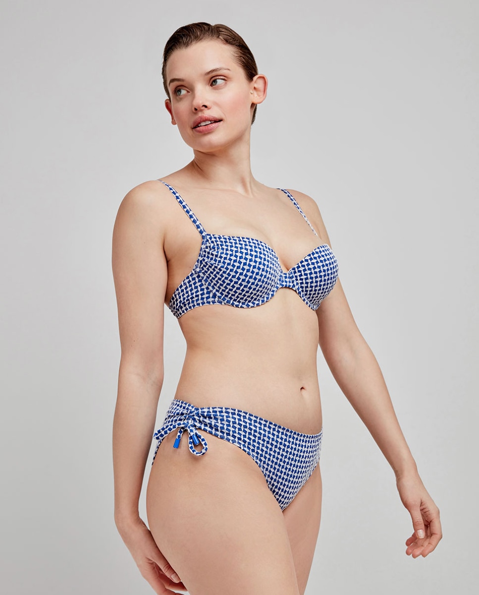 Top de bikini estampado con aro y foam - Gisela - Azul Azul-3