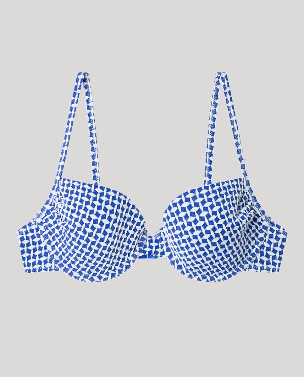 Top de bikini estampado con aro y foam - Gisela - Azul Azul-5