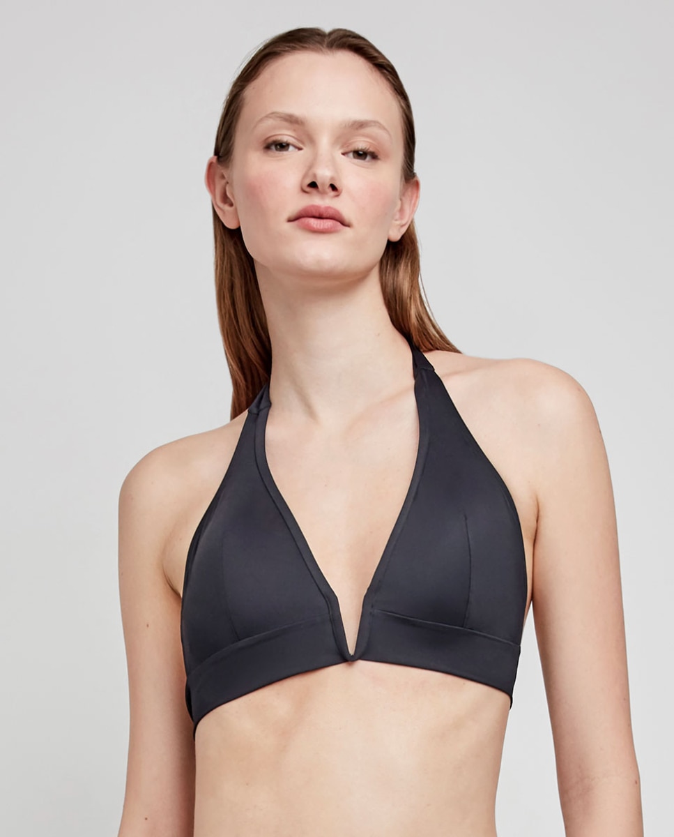 Top bikini sin aro y foam extraíble - Gisela - Negro Negro-1