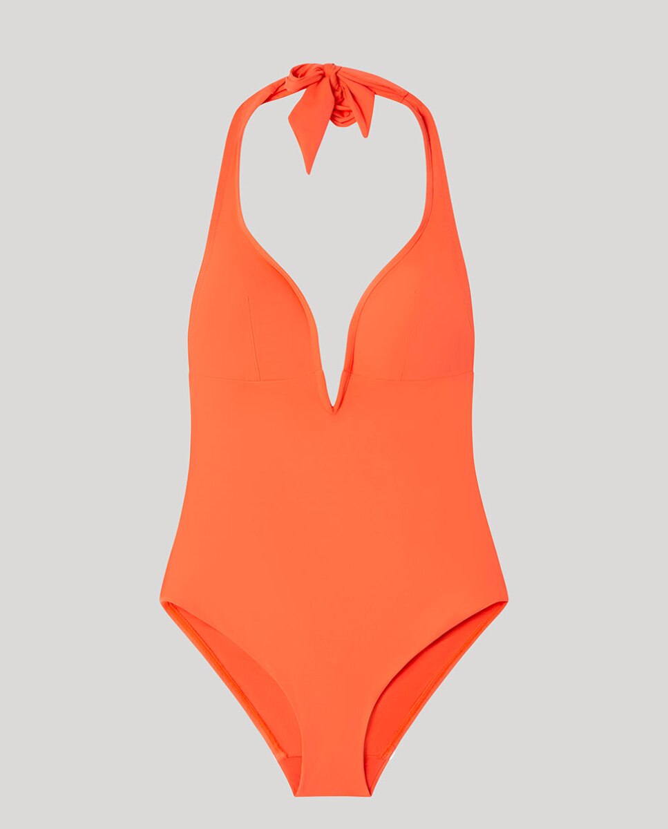 Bañador escote halter - Gisela - Naranja fuerte Naranja fuerte-5