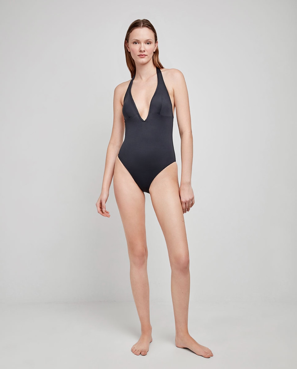 Bañador escote halter - Gisela - Negro Negro-1