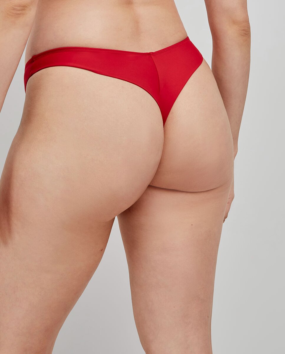 Braguita bikini brasileña corte en V - Gisela - Rojo Rojo-4