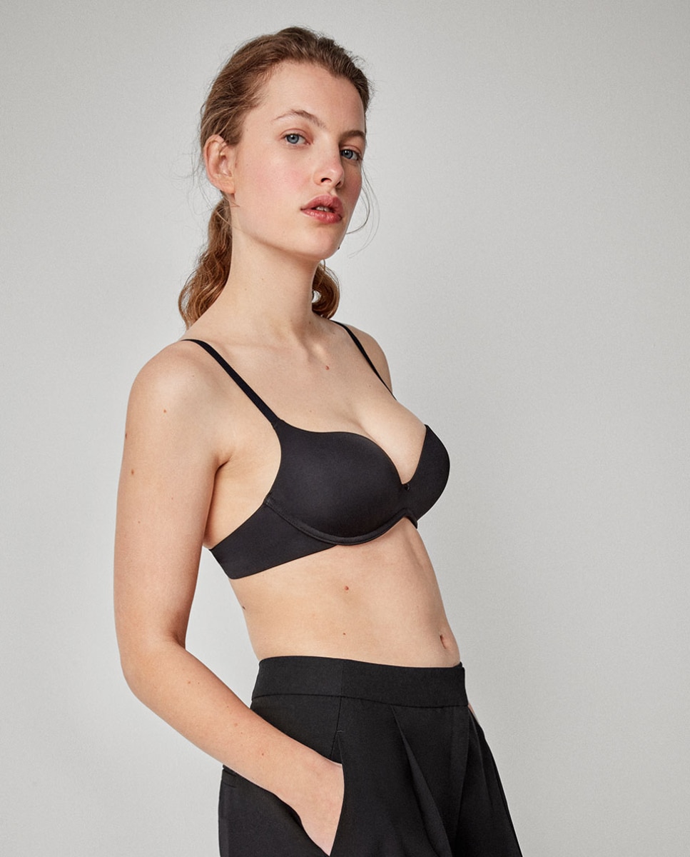 Sujetador push up de mujer sin aro y escote pronunciado - Gisela - Negro Negro-2